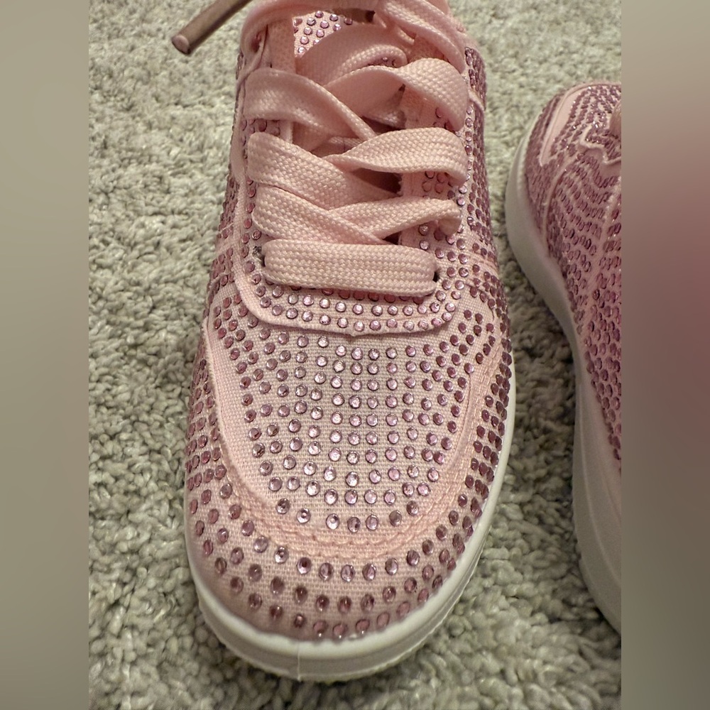 Pink Girls Rhinestone Sneakers - Picture 4 of 7